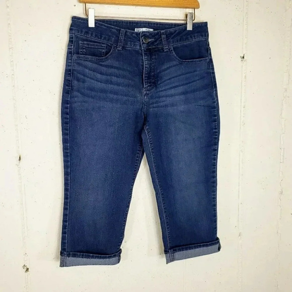 Lee Riders 10 Mid Rise‎ stretch blue denim Capris - Picture 1 of 5